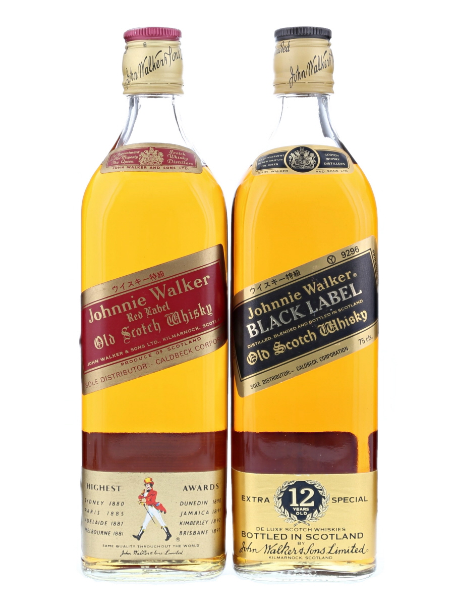 Johnnie Walker Black Label 12Year and Red Label Bot. Pre1989 75cl